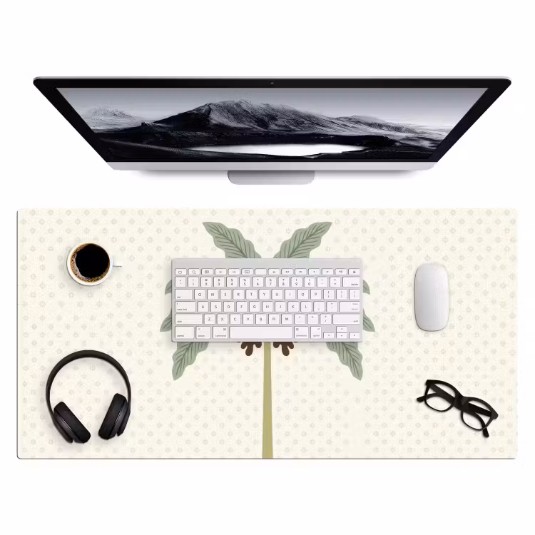 Boom - Bladeren - Groen - Decoratief - Beige Muismat XXL klein -3d