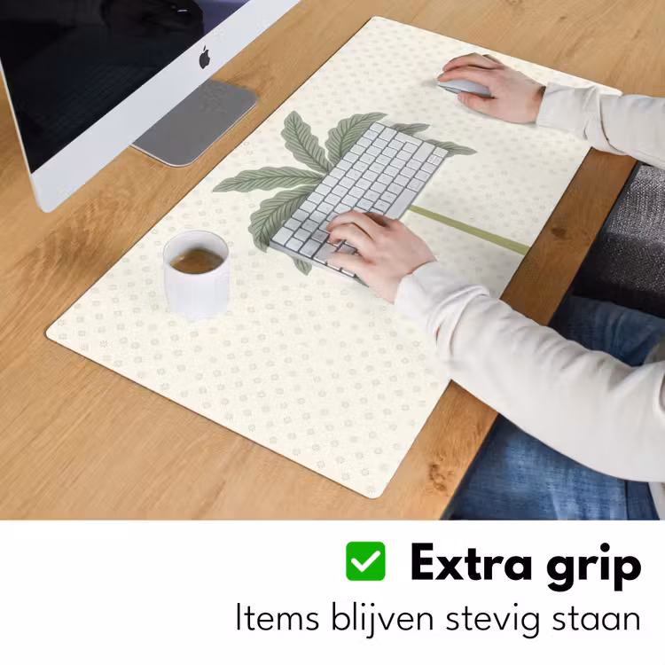 Boom - Bladeren - Groen - Decoratief - Beige Muismat XXL klein -sfeer3