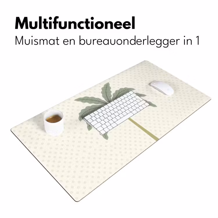 Boom - Bladeren - Groen - Decoratief - Beige Muismat XXL klein -sfeer4