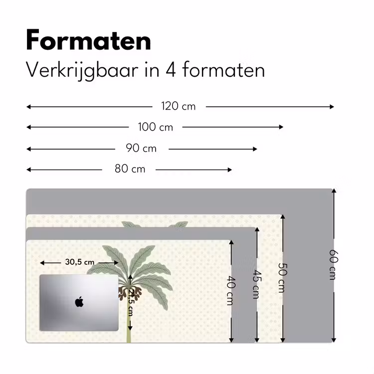 Boom - Bladeren - Groen - Decoratief - Beige Muismat XXL klein -sfeer5