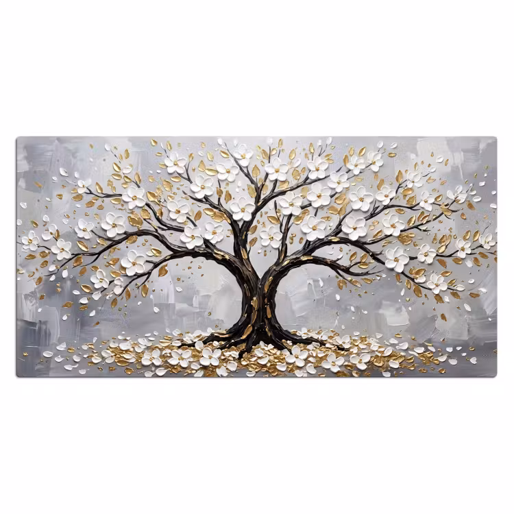 Boom - Bloemen - Natuur - Abstract - Wit Muismat XXL klein -3d_leeg