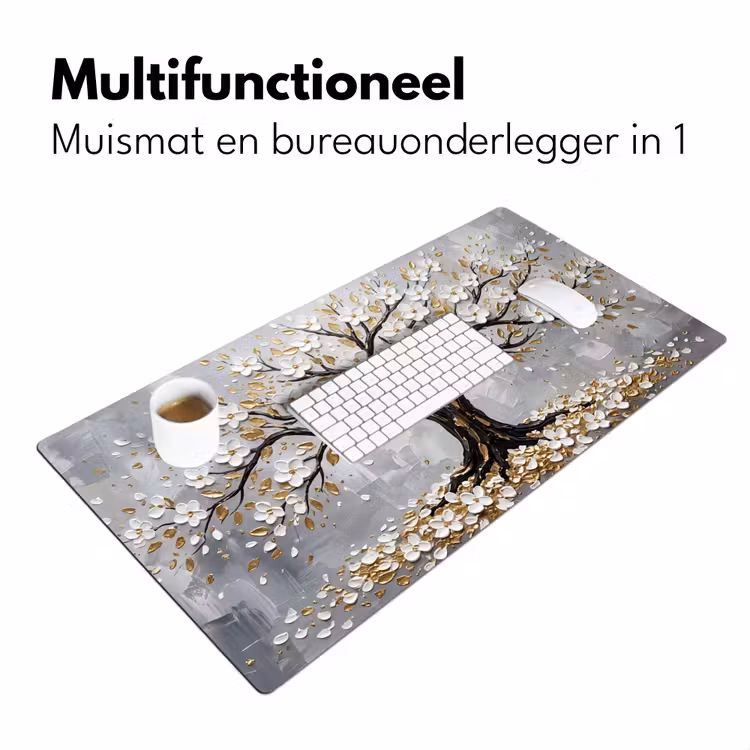 Boom - Bloemen - Natuur - Abstract - Wit Muismat XXL klein -sfeer4