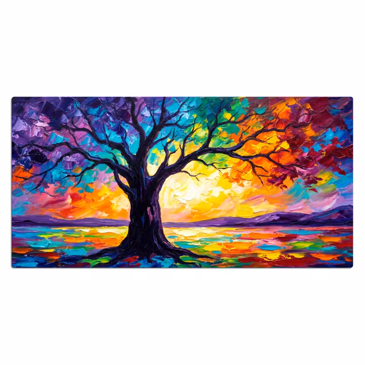 Boom - Landschap - Natuur - Abstract - Kleurrijk Muismat XXL klein -3d_leeg