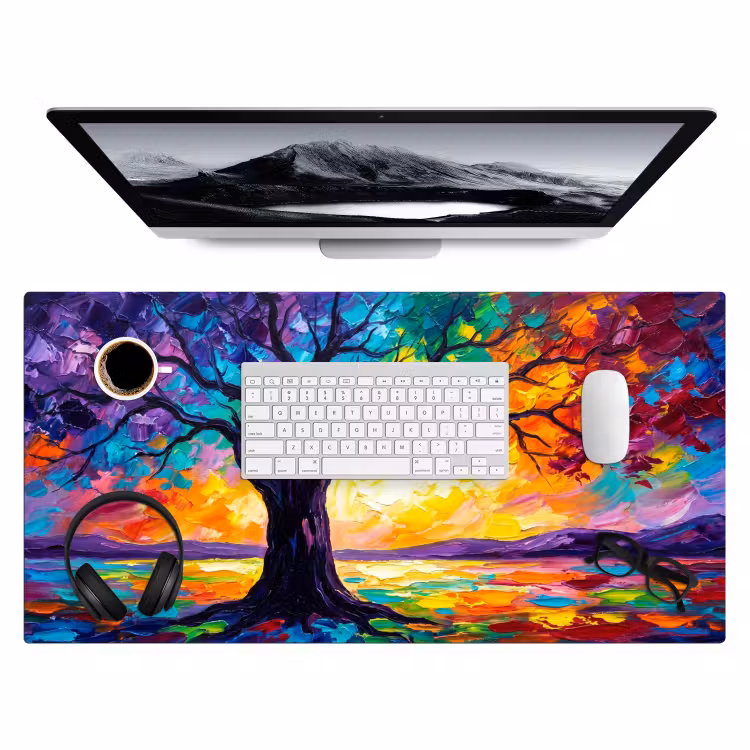 Boom - Landschap - Natuur - Abstract - Kleurrijk Muismat XXL klein -3d