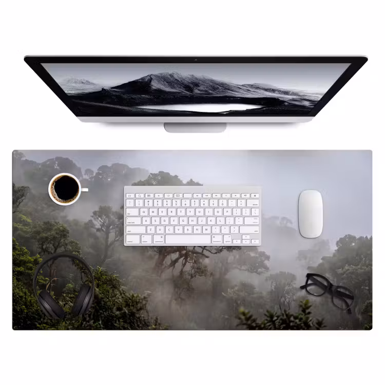 Boom - Mistig - Bos - Groen - Natuur Muismat XXL klein -3d