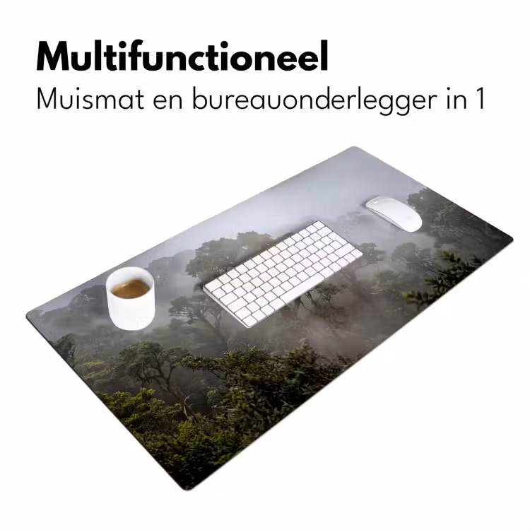 Boom - Mistig - Bos - Groen - Natuur Muismat XXL klein -sfeer4