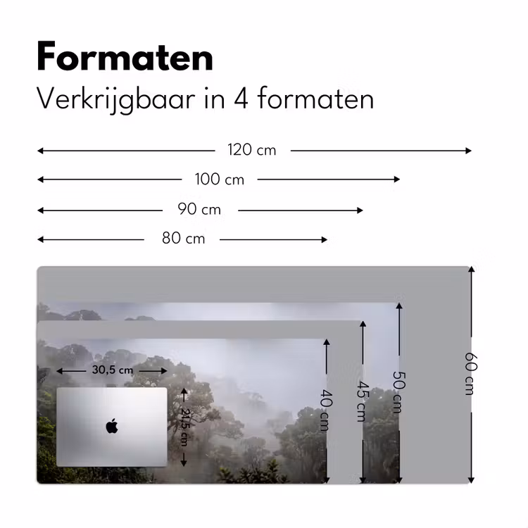 Boom - Mistig - Bos - Groen - Natuur Muismat XXL klein -sfeer5