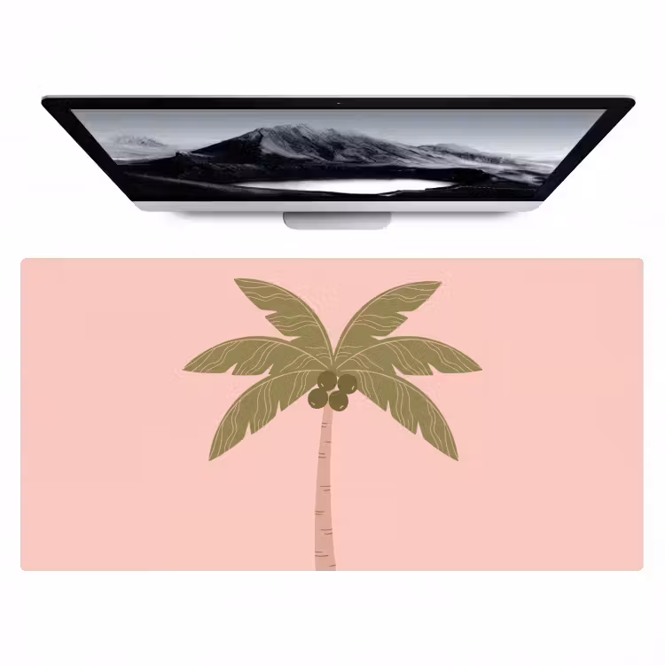Boom - Palm - Natuur - Illustratie - Roze Muismat XXL klein -zzz3d