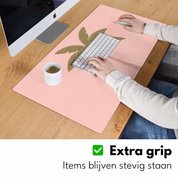 Boom - Palm - Natuur - Illustratie - Roze Muismat XXL klein -sfeer3