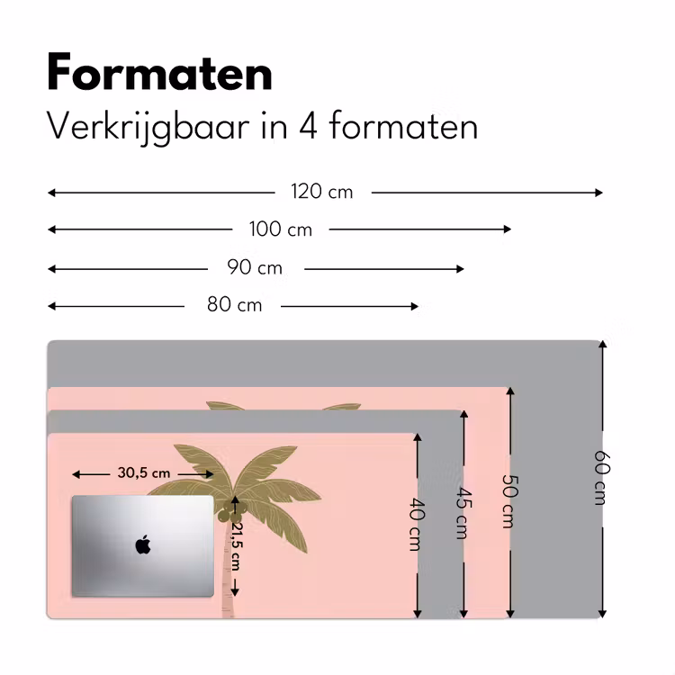 Boom - Palm - Natuur - Illustratie - Roze Muismat XXL klein -sfeer5