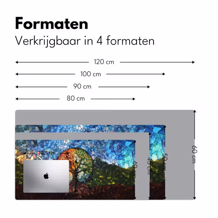 Boom - Seizoenen - Mozaïek - Bergen Muismat XXL klein -sfeer5
