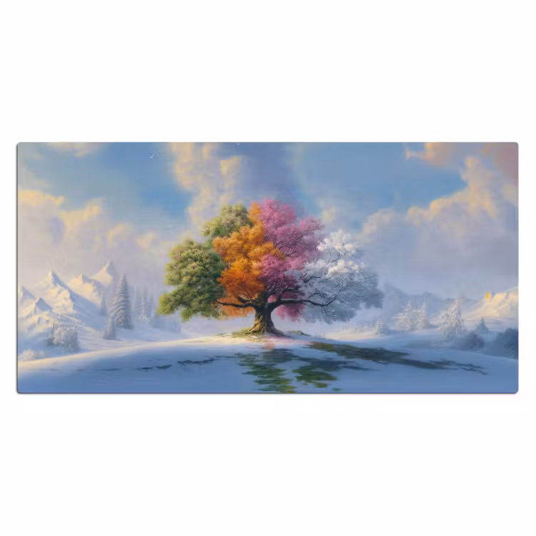 Boom - Seizoenen - Winter - Landschap Muismat XXL klein -3d_leeg