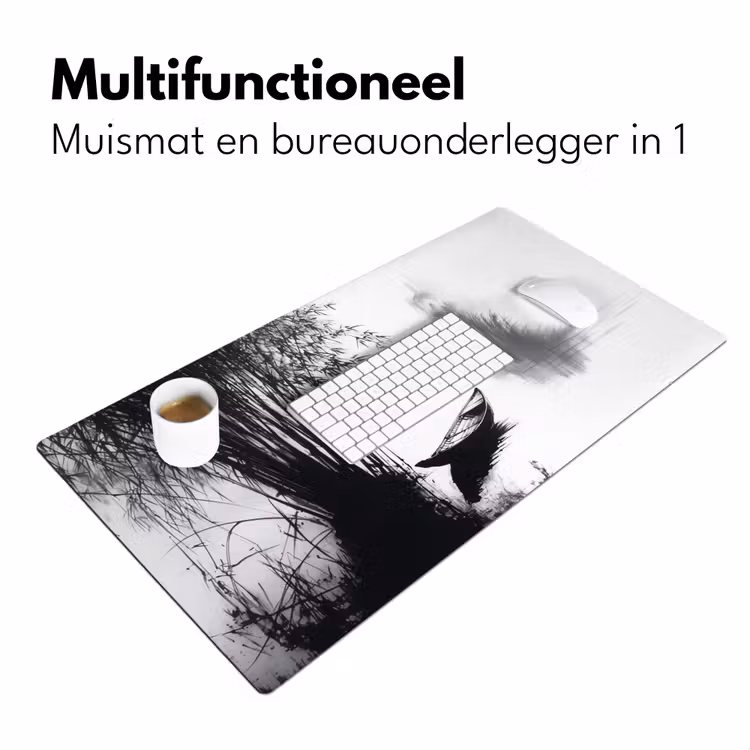 Boot - Rivier - Bamboe - Wit Muismat XXL klein -sfeer4