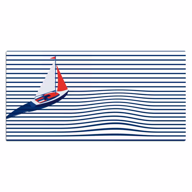 Boot - Water - Abstract - Blauw Muismat XXL klein -3d_leeg