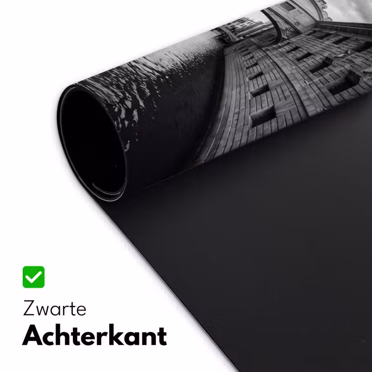 Boot - Waterweg - Stad - Zwart-wit - Architectuur Muismat XXL klein -sfeer2