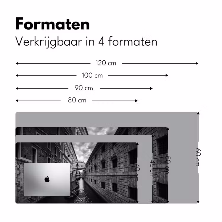 Boot - Waterweg - Stad - Zwart-wit - Architectuur Muismat XXL klein -sfeer5