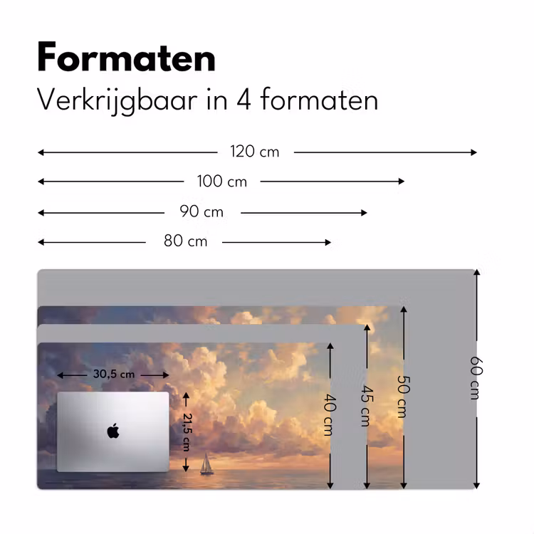 Boot - Zonsondergang - Zee - Natuur - Goud Muismat XXL klein -sfeer5