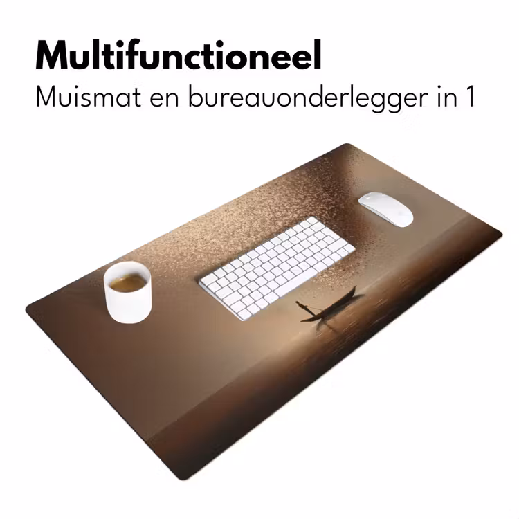 Bootje - Blaadjes - Goud - Water Muismat XXL klein -sfeer4