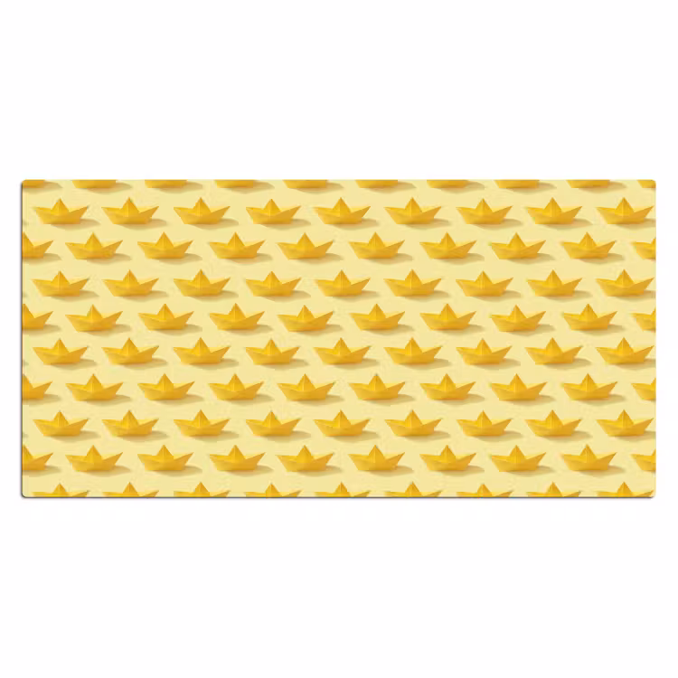 Bootjes - Origami - Creatief - Geel Muismat XXL klein 681 -3d_leeg