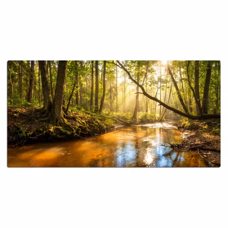 Bos - Beek - Zonlicht - Natuur - Groen Muismat XXL klein -3d_leeg