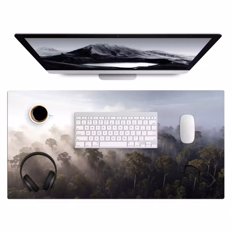 Bos - Mist - Natuur - Groen Muismat XXL klein -3d