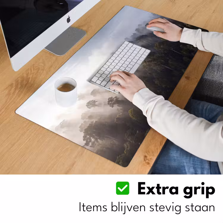 Bos - Mist - Natuur - Groen Muismat XXL klein -sfeer3