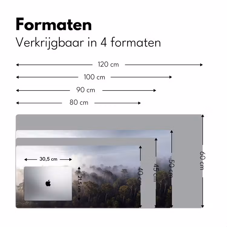 Bos - Mist - Natuur - Groen Muismat XXL klein -sfeer5