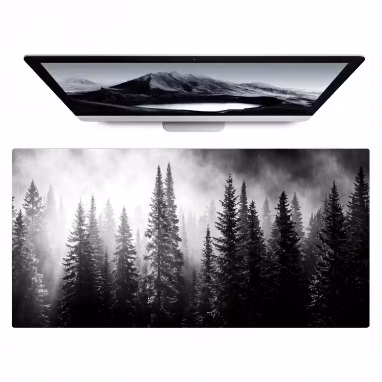 Bos - Mist - Winter - Monochroom - Natuur Muismat XXL klein -zzz3d