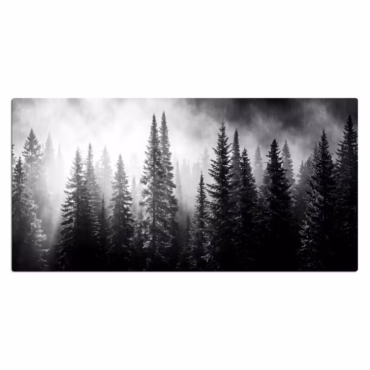 Bos - Mist - Winter - Monochroom - Natuur Muismat XXL klein -3d_leeg