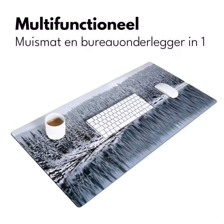 Bos - Reflectie - Meer - Winter - Serene Muismat XXL klein -sfeer4