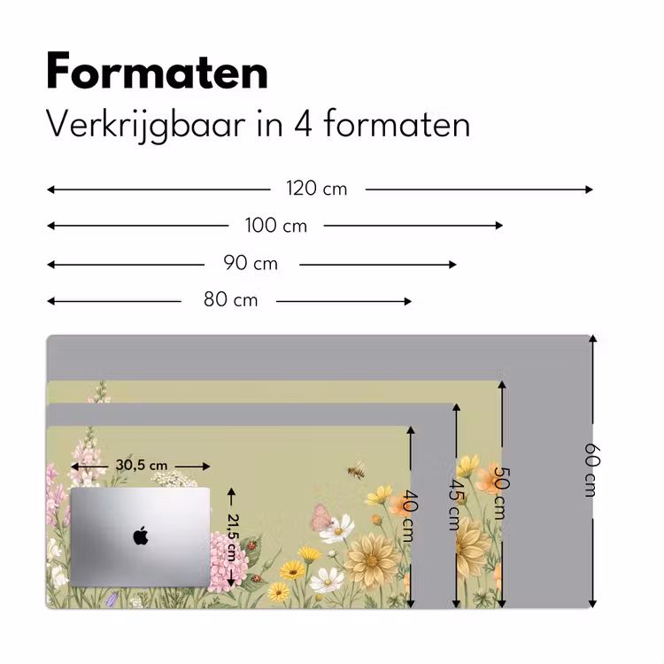 Botanisch - Bloemen - Kleurrijk Muismat XXL klein -sfeer5