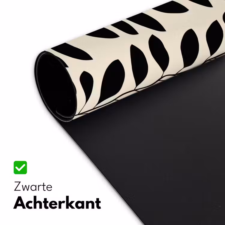 Botanisch - Dessin - Zwart - Beige Muismat XXL klein 681 -sfeer2