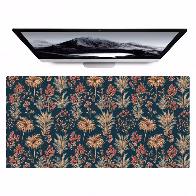 Botanisch - Patroon - Blauw Muismat XXL klein 681 -zzz3d