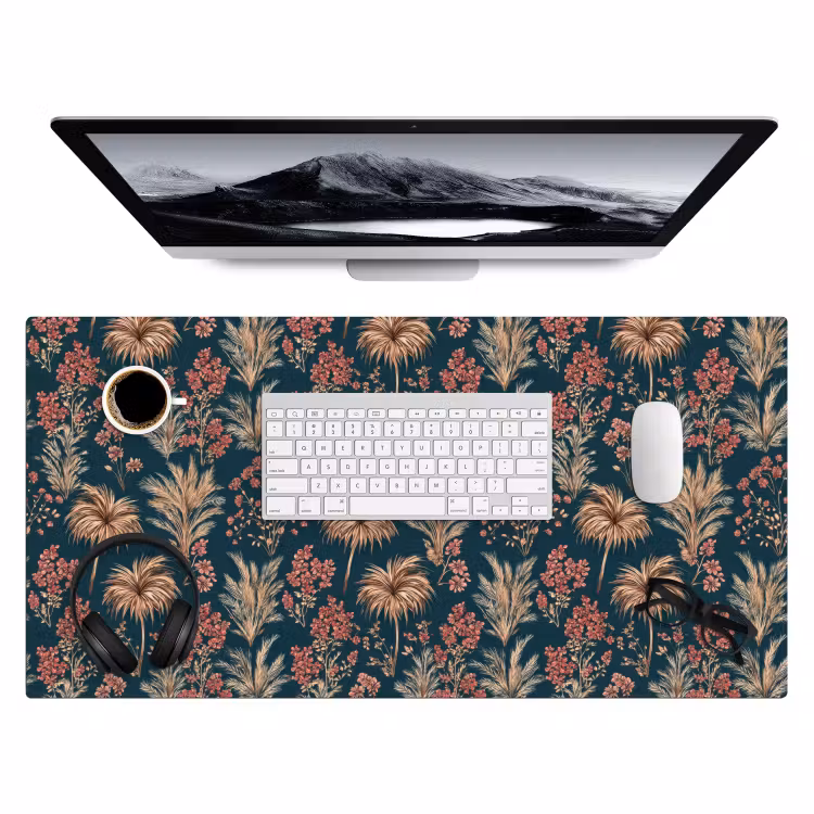 Botanisch - Patroon - Blauw Muismat XXL klein 681 -3d