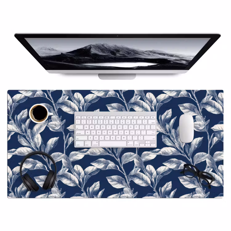 Botanisch - Patroon - Blauw Muismat XXL klein 681 -3d