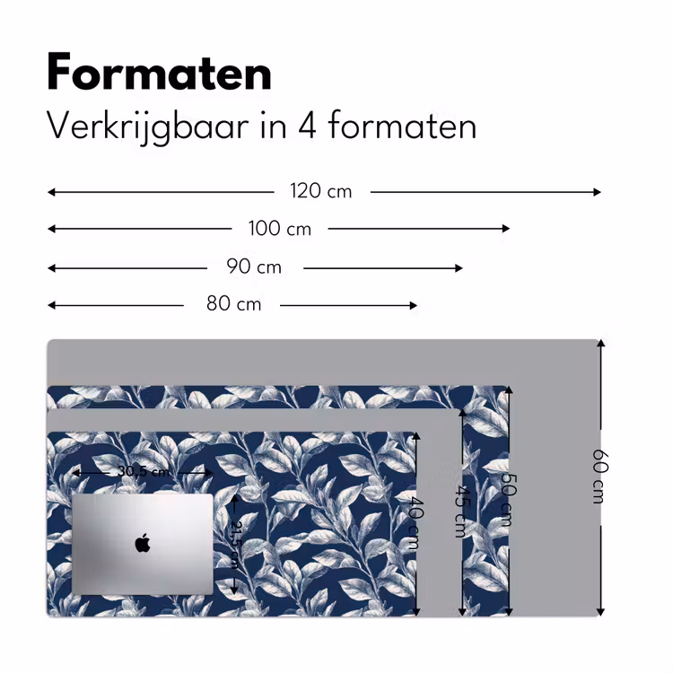 Botanisch - Patroon - Blauw Muismat XXL klein 681 -sfeer5