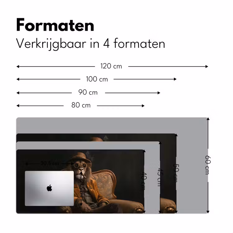 Bril - Leeuw - Bank - Hoed Muismat XXL klein -sfeer5