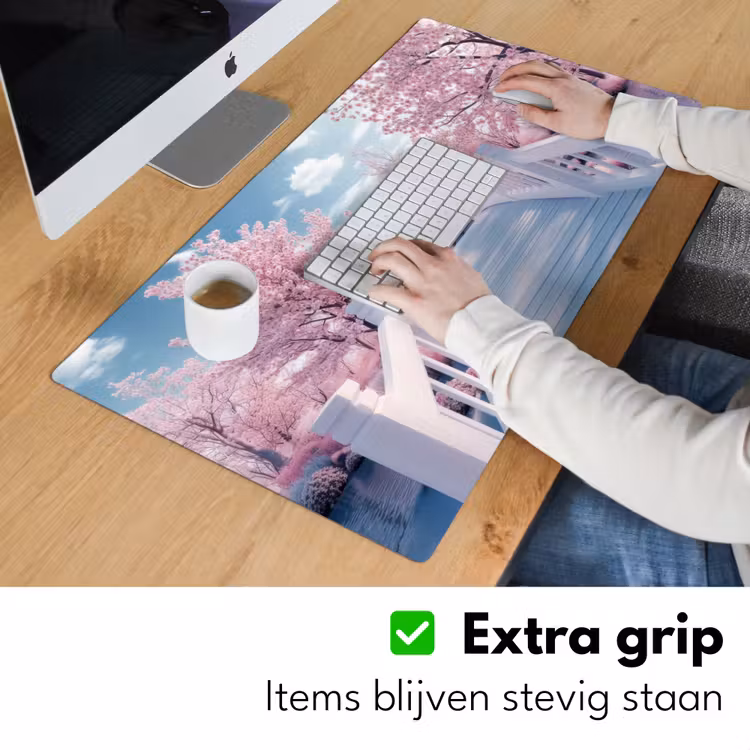 Brug - Kersenbomen - Wit Muismat XXL klein -sfeer3