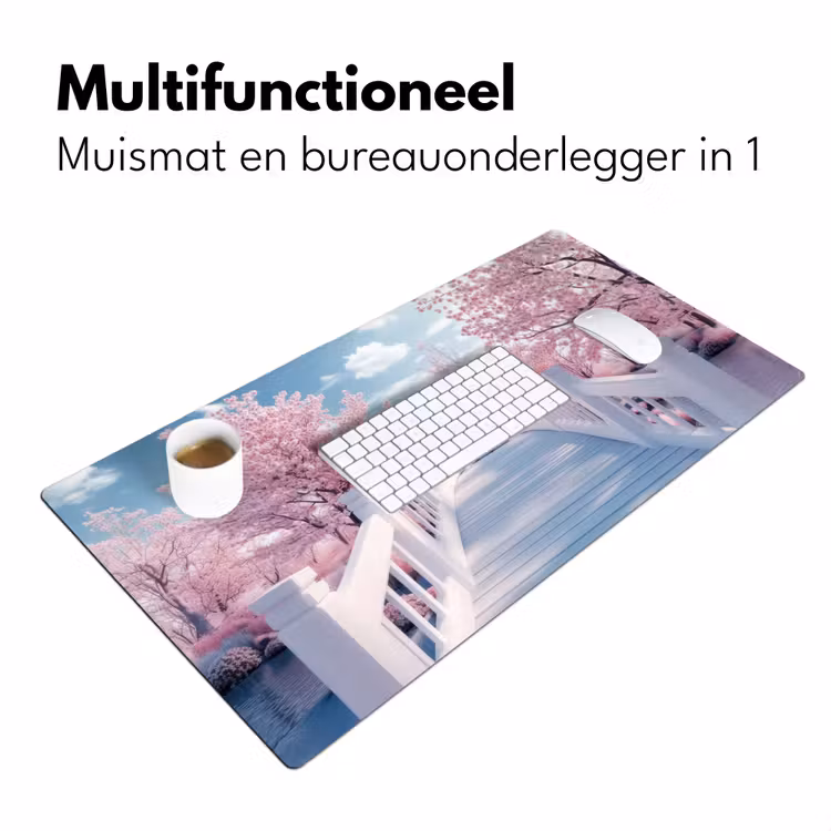 Brug - Kersenbomen - Wit Muismat XXL klein -sfeer4