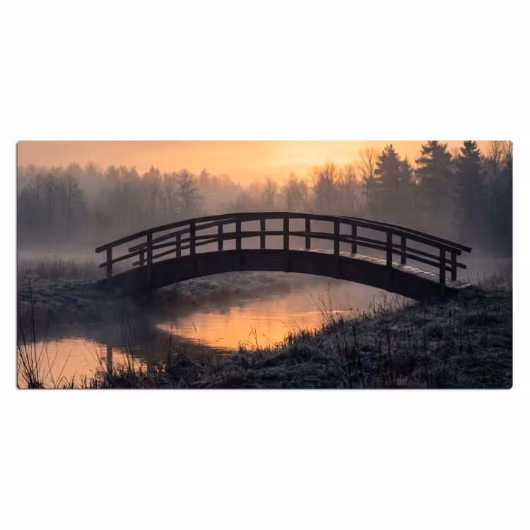 Brug - Mist - Bomen - Water Muismat XXL klein -3d_leeg