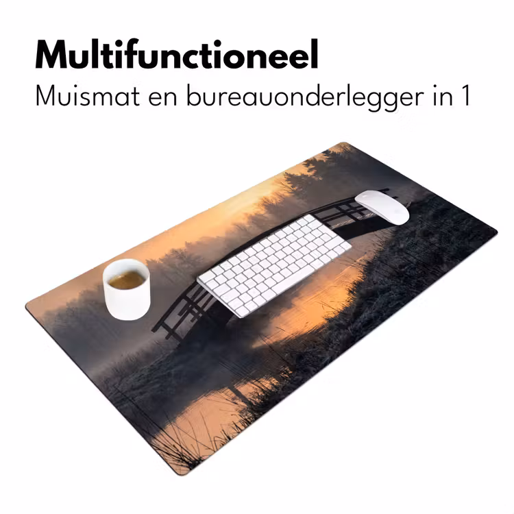 Brug - Mist - Bomen - Water Muismat XXL klein -sfeer4