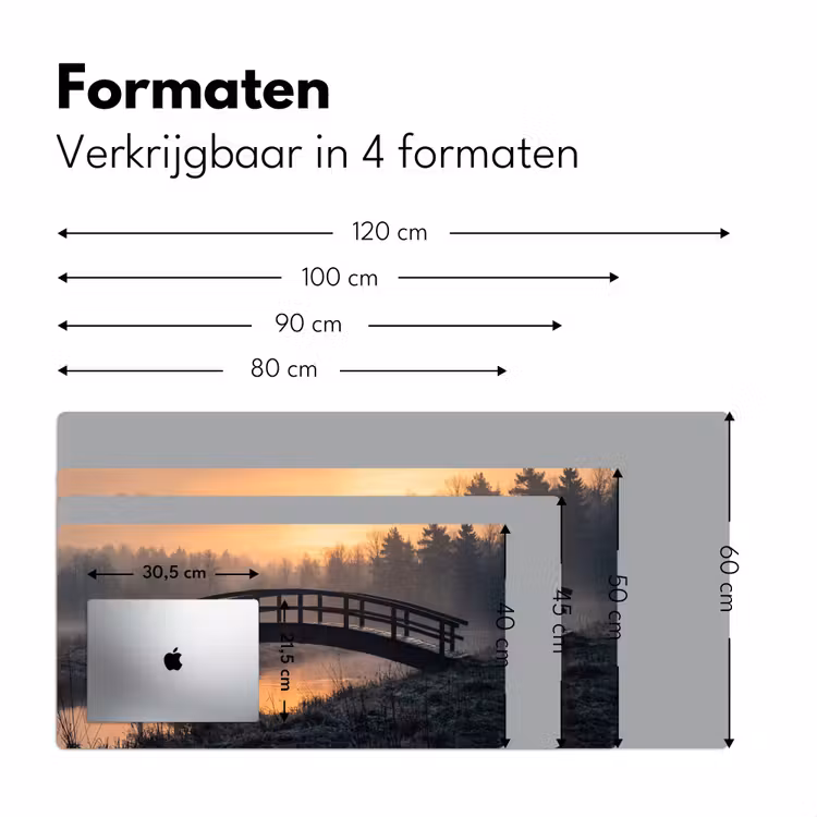 Brug - Mist - Bomen - Water Muismat XXL klein -sfeer5