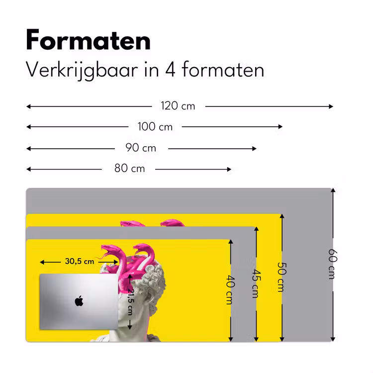 Buste - Slangen - Geel Muismat XXL klein -sfeer5