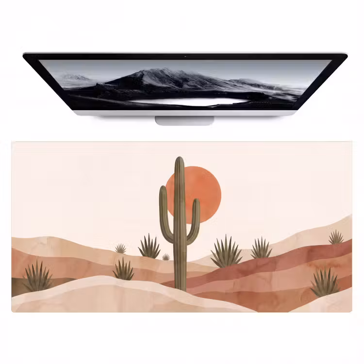 Cactus - Duinen - Modern - Landschap - Groen Muismat XXL klein -zzz3d