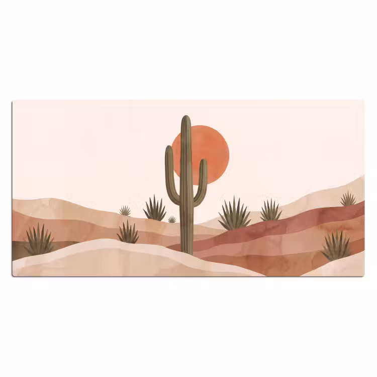Cactus - Duinen - Modern - Landschap - Groen Muismat XXL klein -3d_leeg