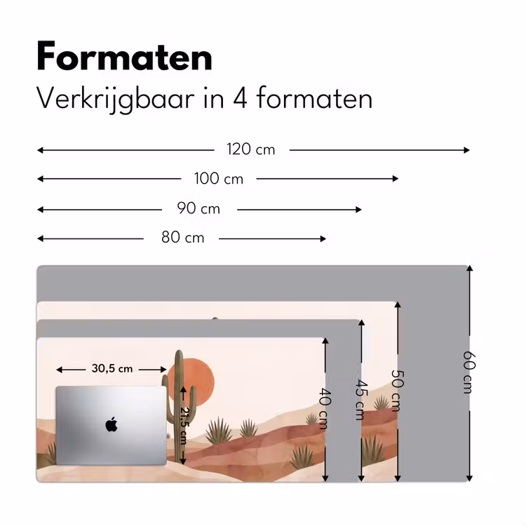 Cactus - Duinen - Modern - Landschap - Groen Muismat XXL klein -sfeer5