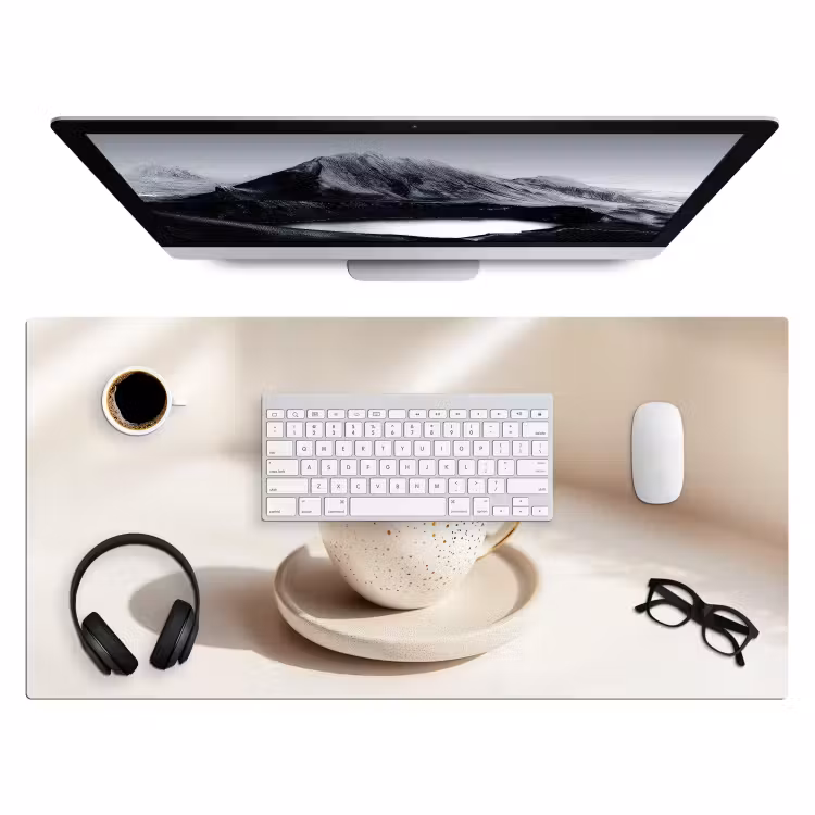 Cappuccino - Schuim - Schotel - Beige Muismat XXL klein -3d