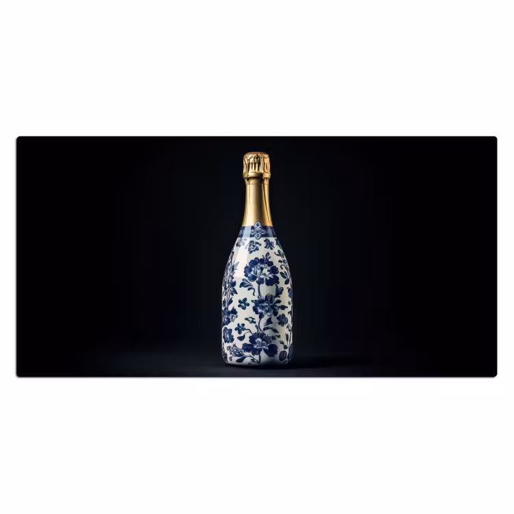 Champagne - Bloemen - Goud - Chique Muismat XXL klein -3d_leeg