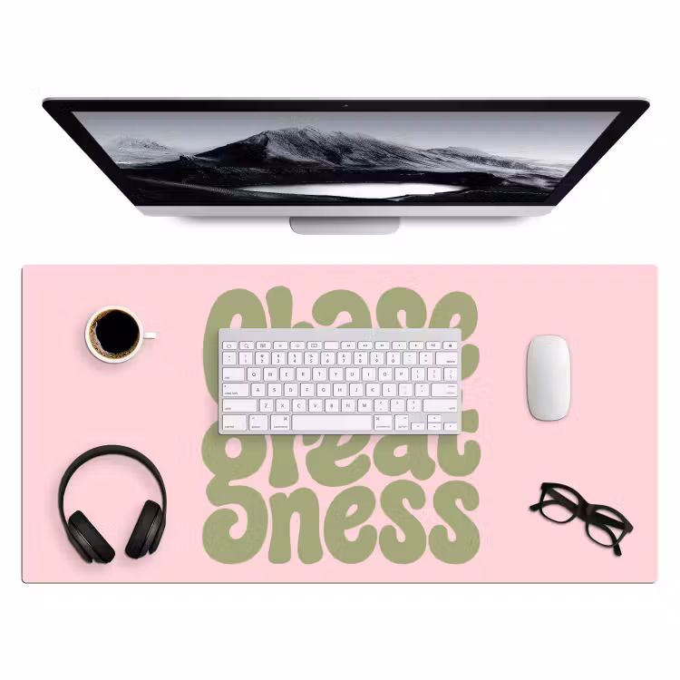 Chase greatness - Groen - Roze - Retro Muismat XXL klein -3d