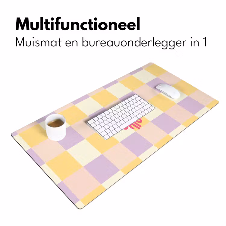 Cheers Chica - Ruitjes - Lila - Geel Muismat XXL klein -sfeer4